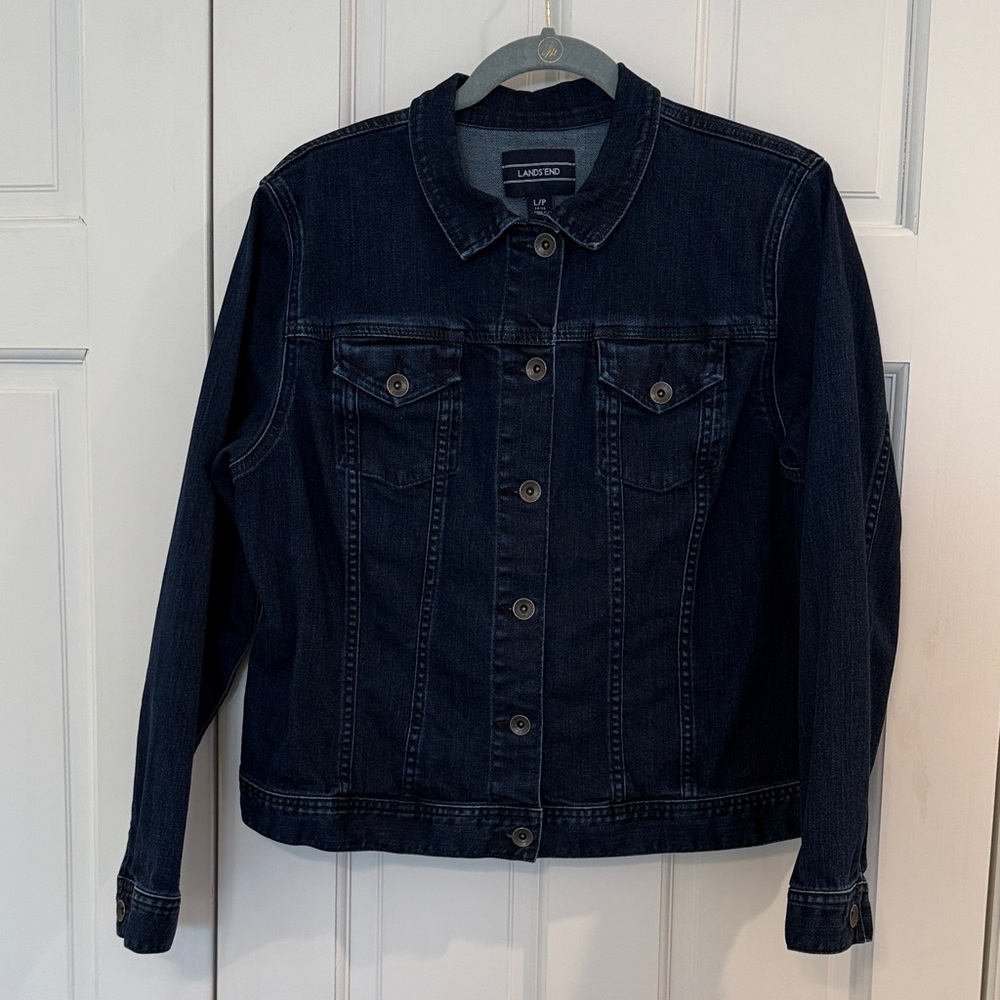 Lands' End Dark Blue Denim Jean Jacket